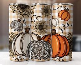 Pumpkin Plaid and Leopard  | 20oz Stainless Steel Tumbler | Sublimation Tumbler