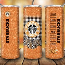 Glitzy StarBucks Pumpkin Spice  | 20oz Stainless Steel Tumbler | Sublimation Tumbler