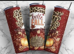 Hello Fall Leopard Pumpkin  | 20oz Stainless Steel Tumbler | Sublimation Tumbler