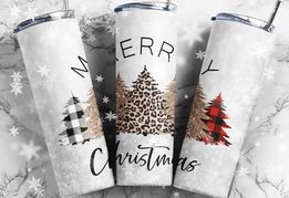 Merry Christmas Leopard Tree  | 20oz Stainless Steel Tumbler | Sublimation Tumbler