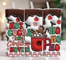 Hot Cocoa and Christmas Movies  | 20oz Stainless Steel Tumbler | Sublimation Tumbler