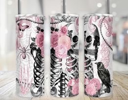 Pink Bones and Roses  | 20oz Stainless Steel Tumbler | Sublimation Tumbler