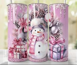 Pink Snowman | 20oz Stainless Steel Tumbler | Sublimation Tumbler