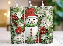 Snowman 3d | 20oz Stainless Steel Tumbler | Sublimation Tumbler